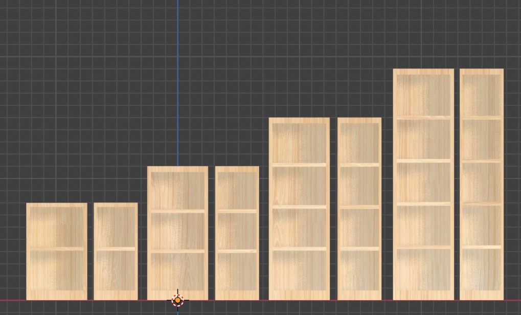 【無料DL/Free Download】本棚 3Dモデル 800/1100/1500/1900×Wide350/500