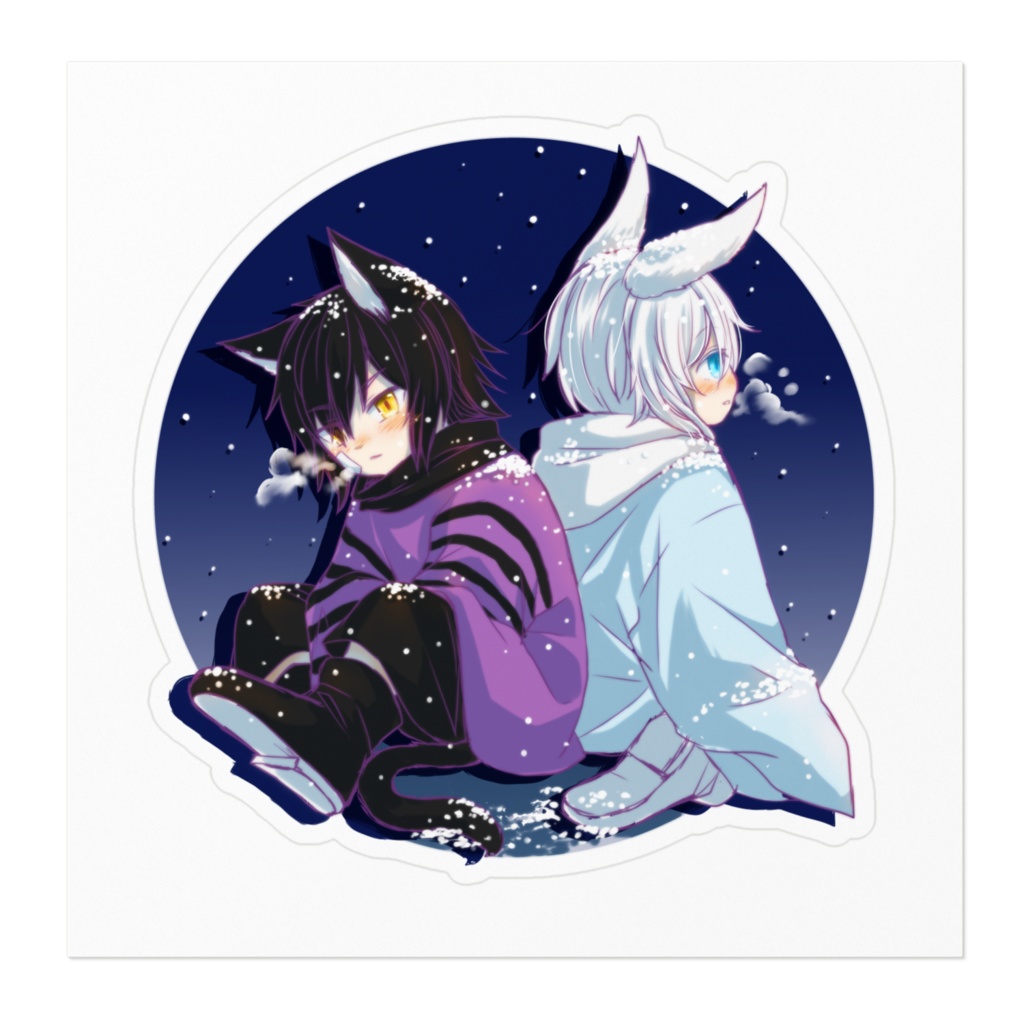 雪の日の猫くんとうさぎくん