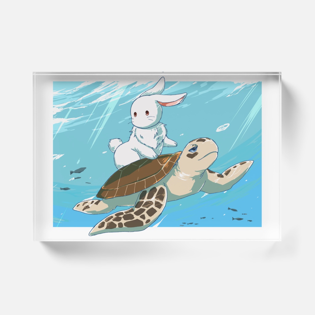 うさぎとウミガメ アクリルブロック