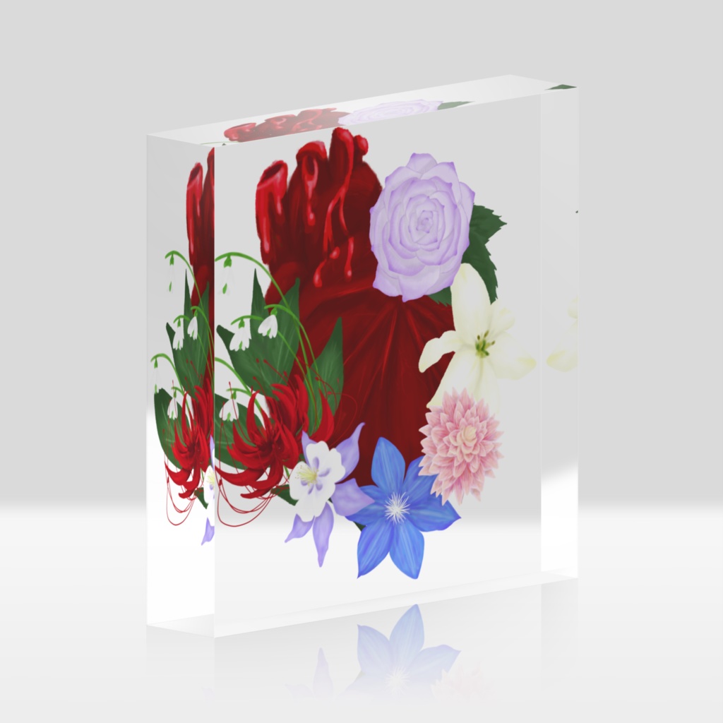 心臓と華 アクリルブロック