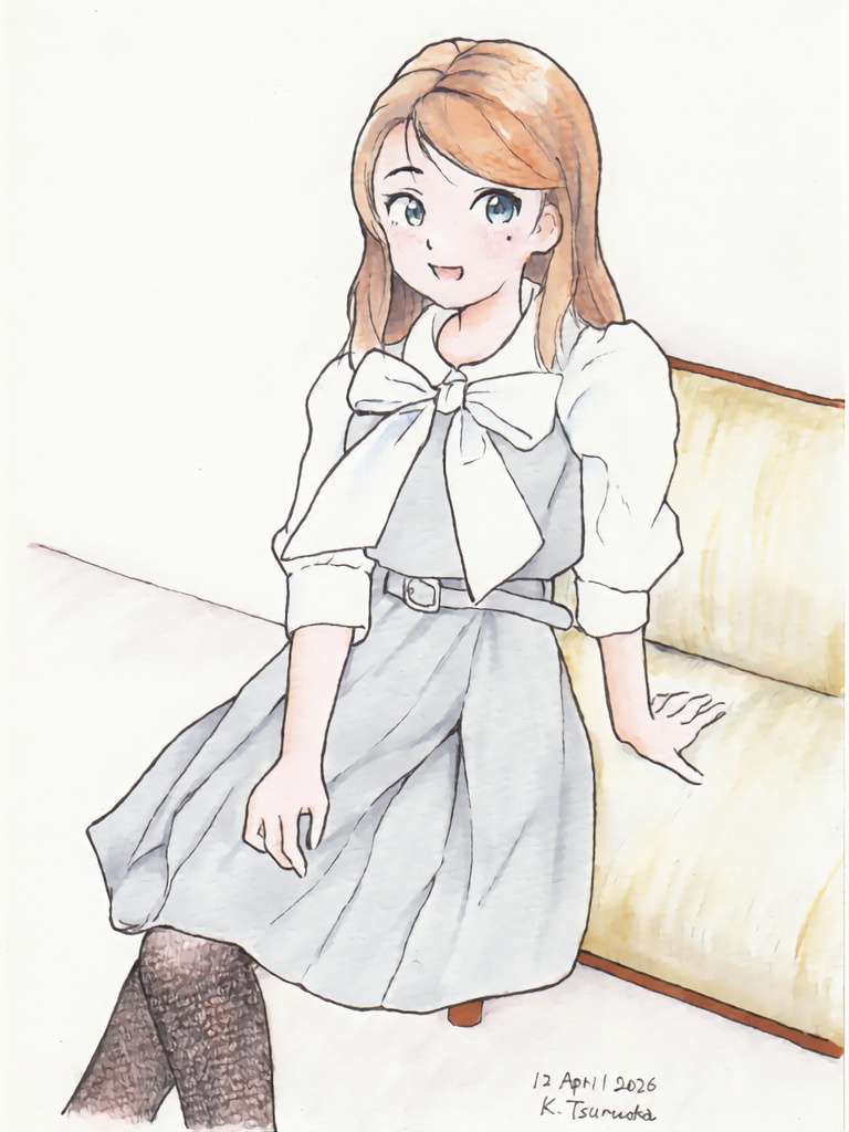 B6原画「リボンブラウス」