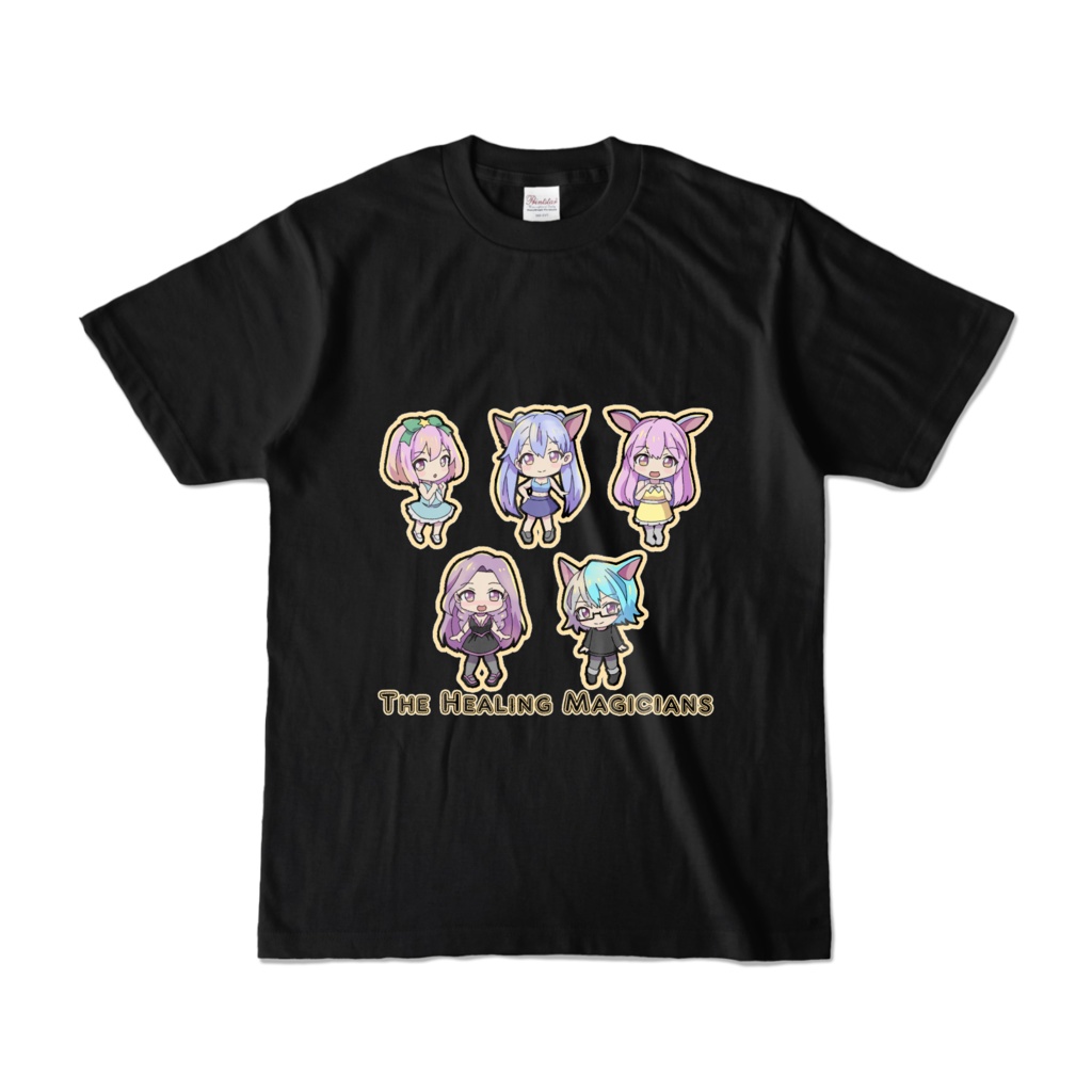 こまあいTシャツ(黒)/カラー柄