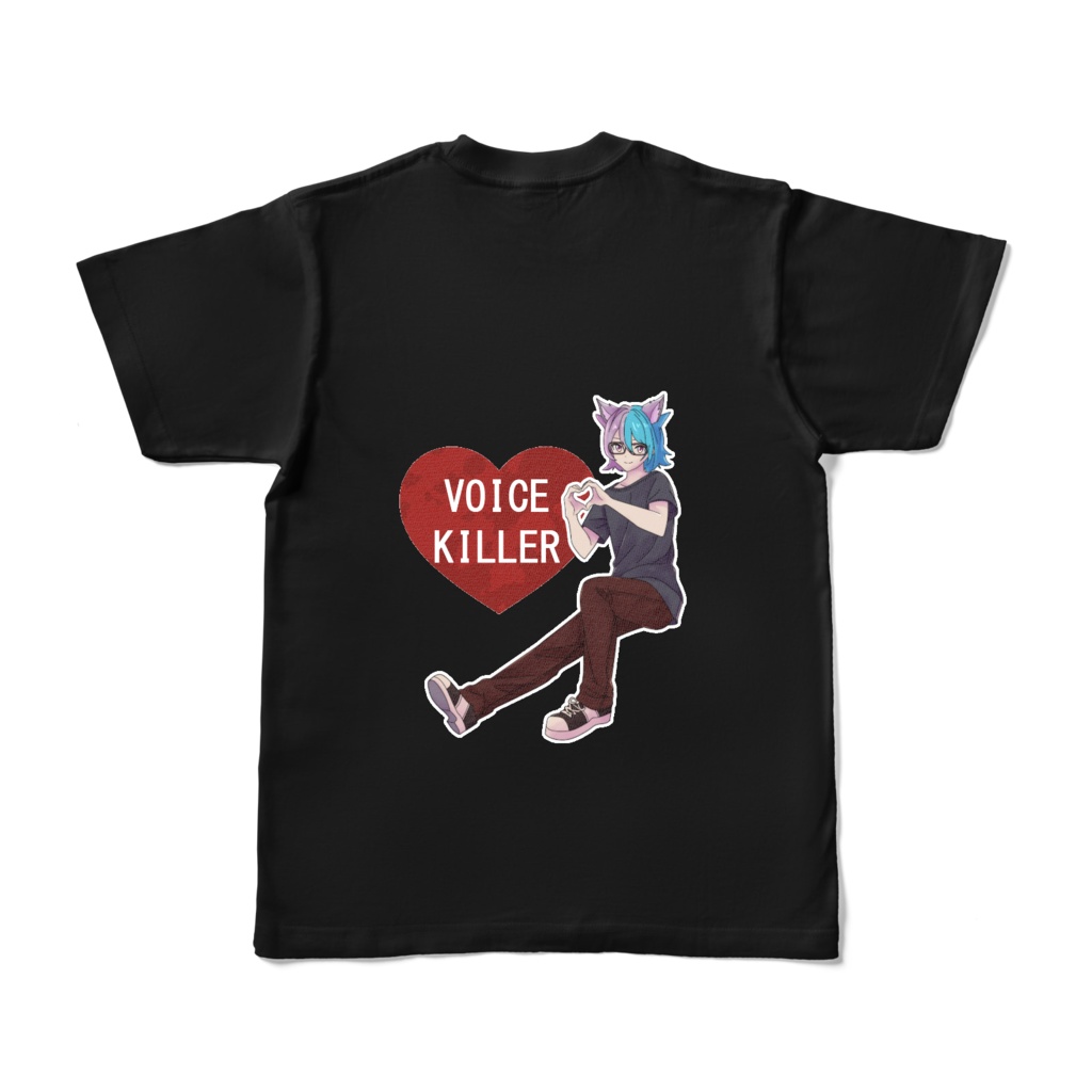 こまあいTシャツ(黒)/カラー柄