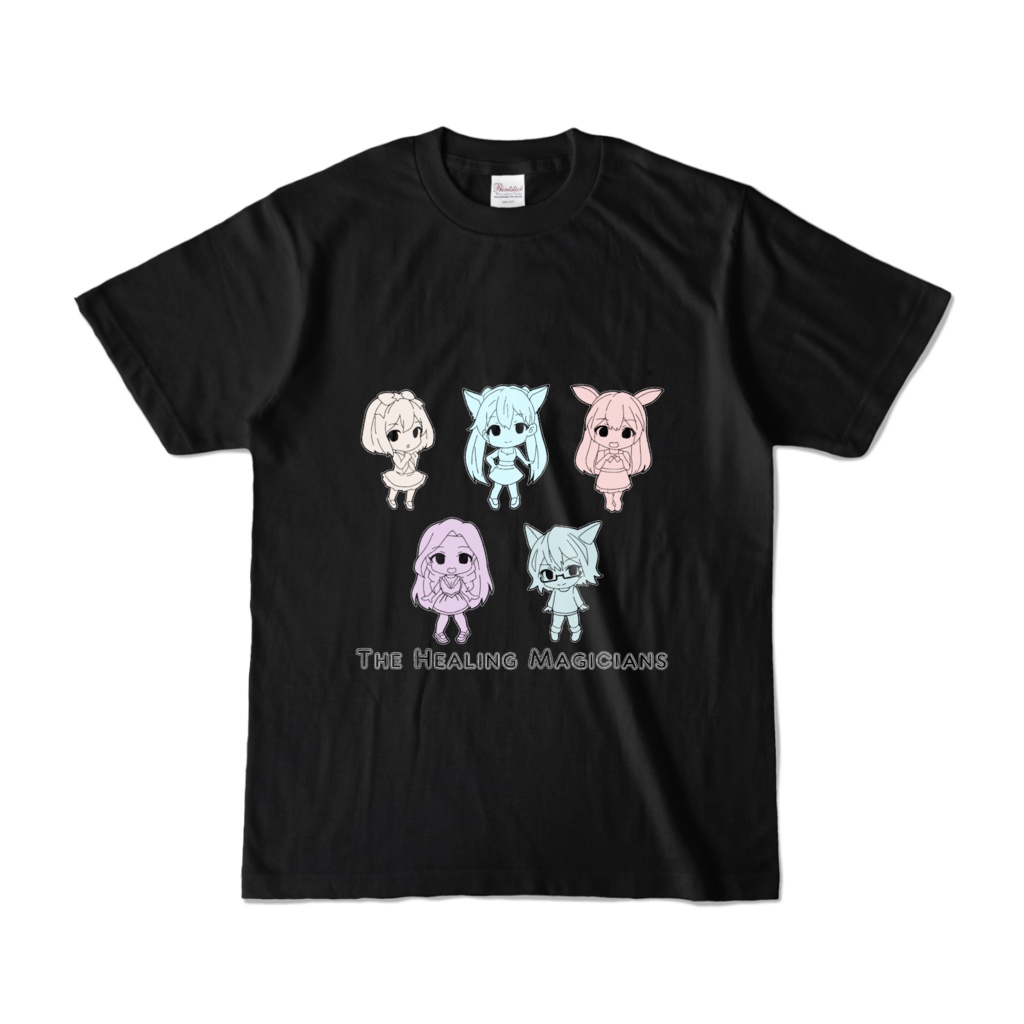 こまあいTシャツ(黒)/モノトーン柄