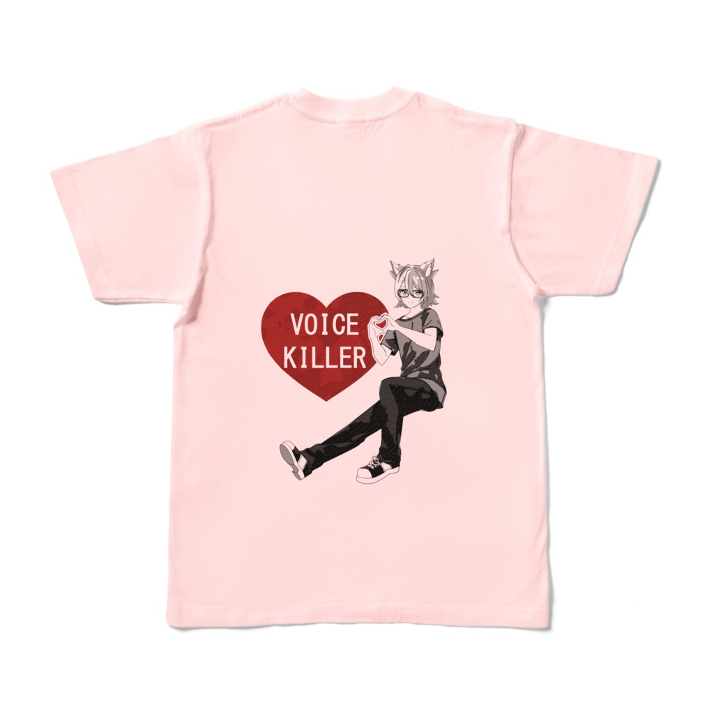 こまあいTシャツ(ライトピンク)/モノトーン柄