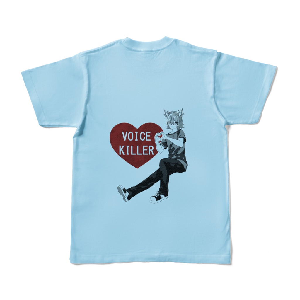 こまあいTシャツ(ライトブルー)/モノトーン柄