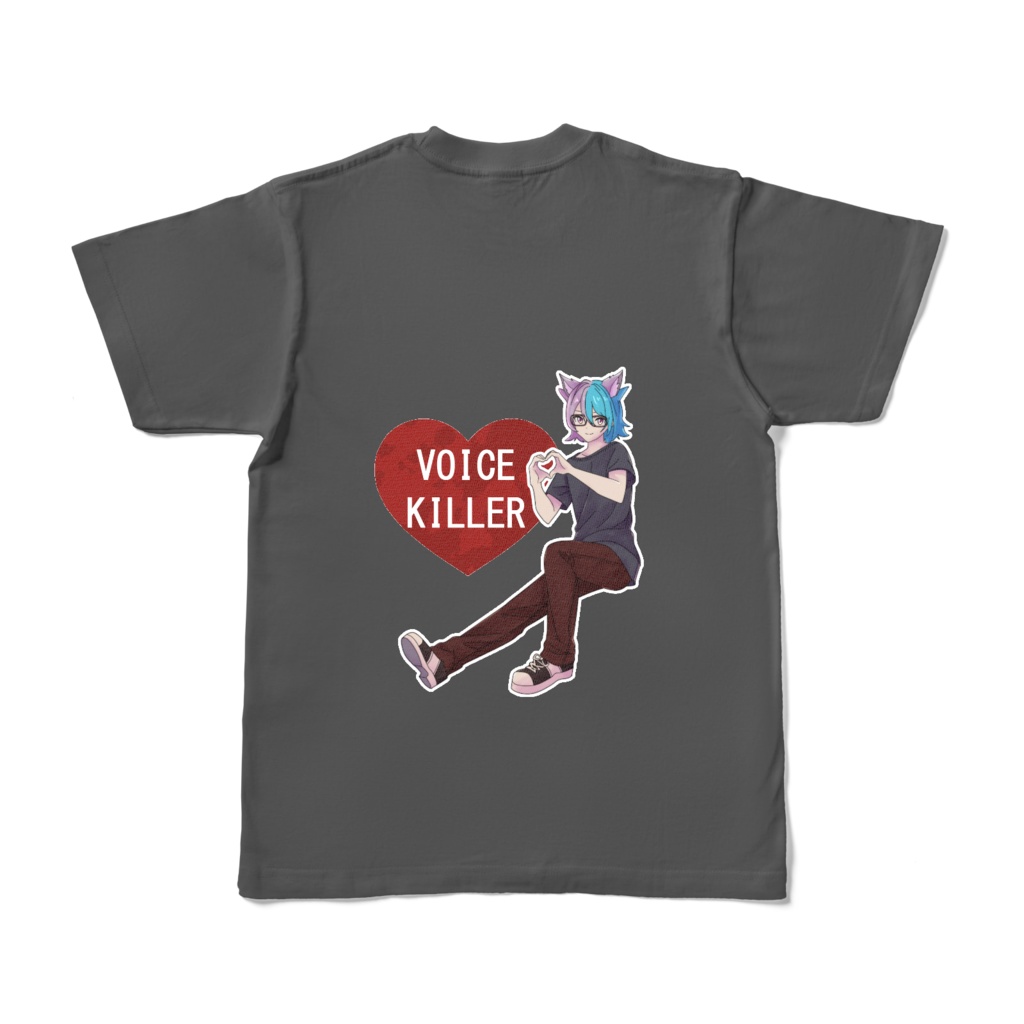 こまあいTシャツ(チャコール)/カラー柄