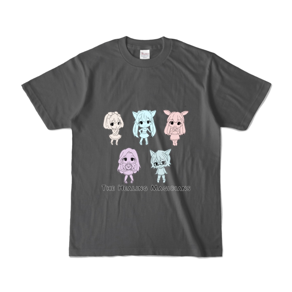 こまあいTシャツ(チャコール)/モノトーン柄