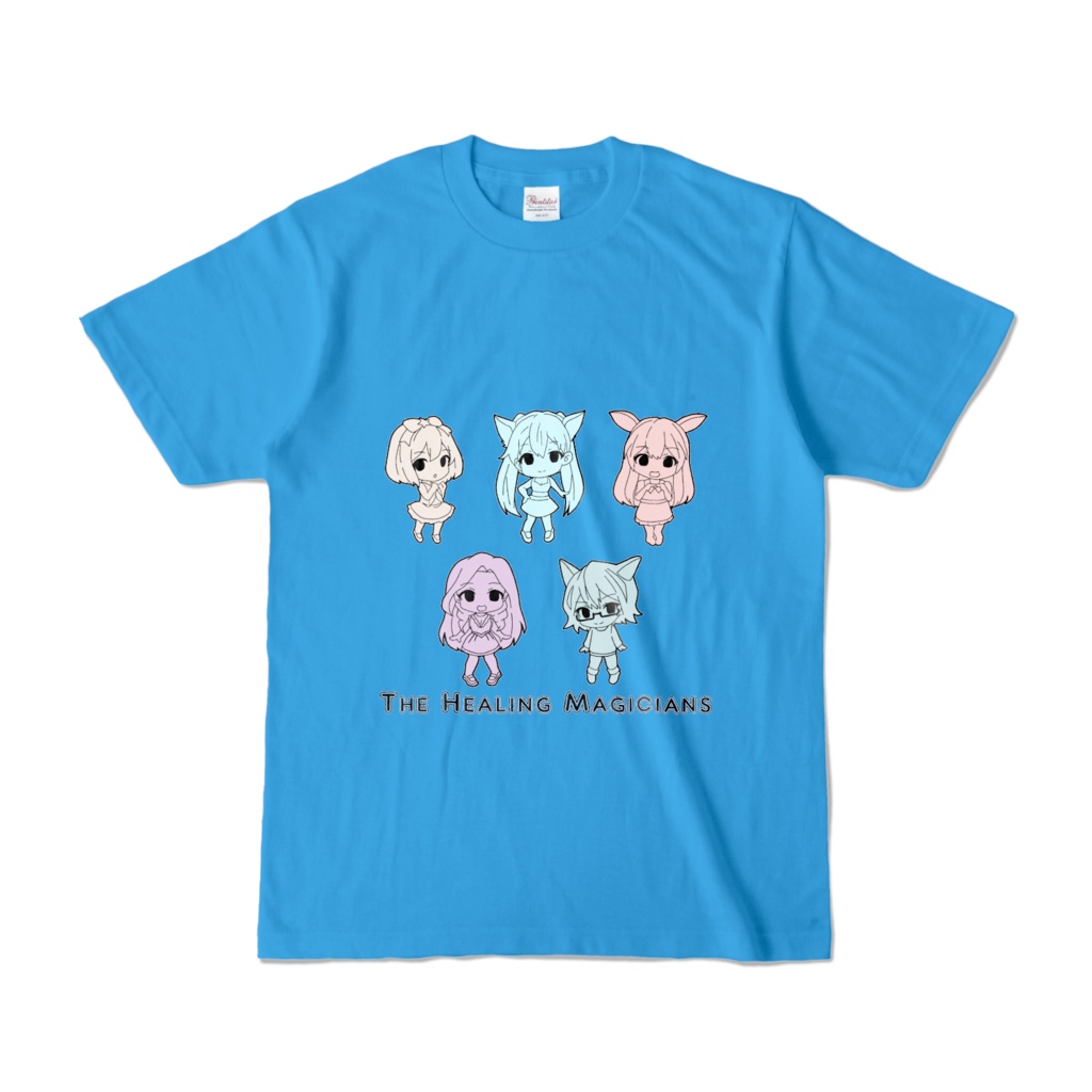 こまあいTシャツ（ターコイズ）／モノトーン柄
