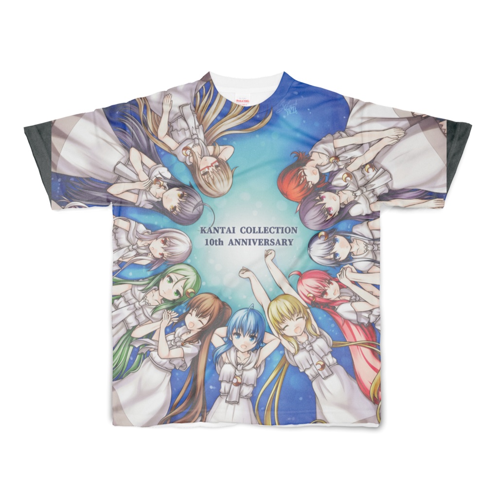 艦隊これくしょん10周年・睦月型Tシャツ(フルグラフィック両面・黒)