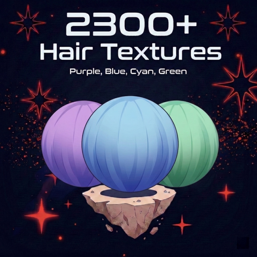 2300+ Hair Textures | Purple, Blue, Cyan, Green