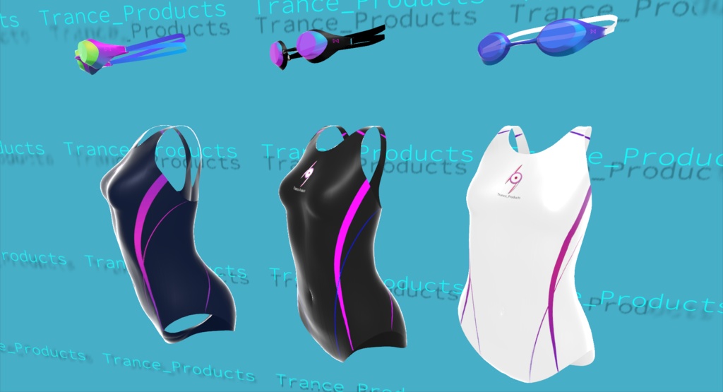【VRchat向け】競泳水着セット【3Dモデル】