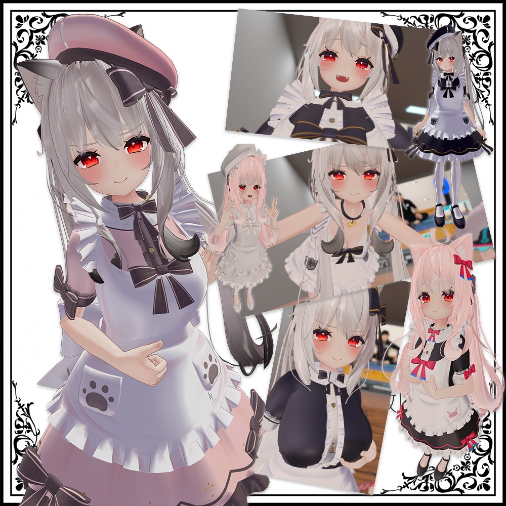 【VRChat向け】Maid&Apron(メイド&エプロン)コスチューム【3Dモデル】
