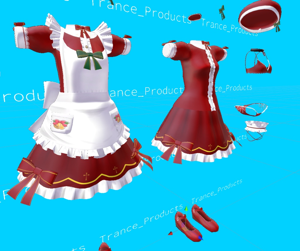 【VRChat向け】Maid&Apron(メイド&エプロン)コスチューム【3Dモデル】