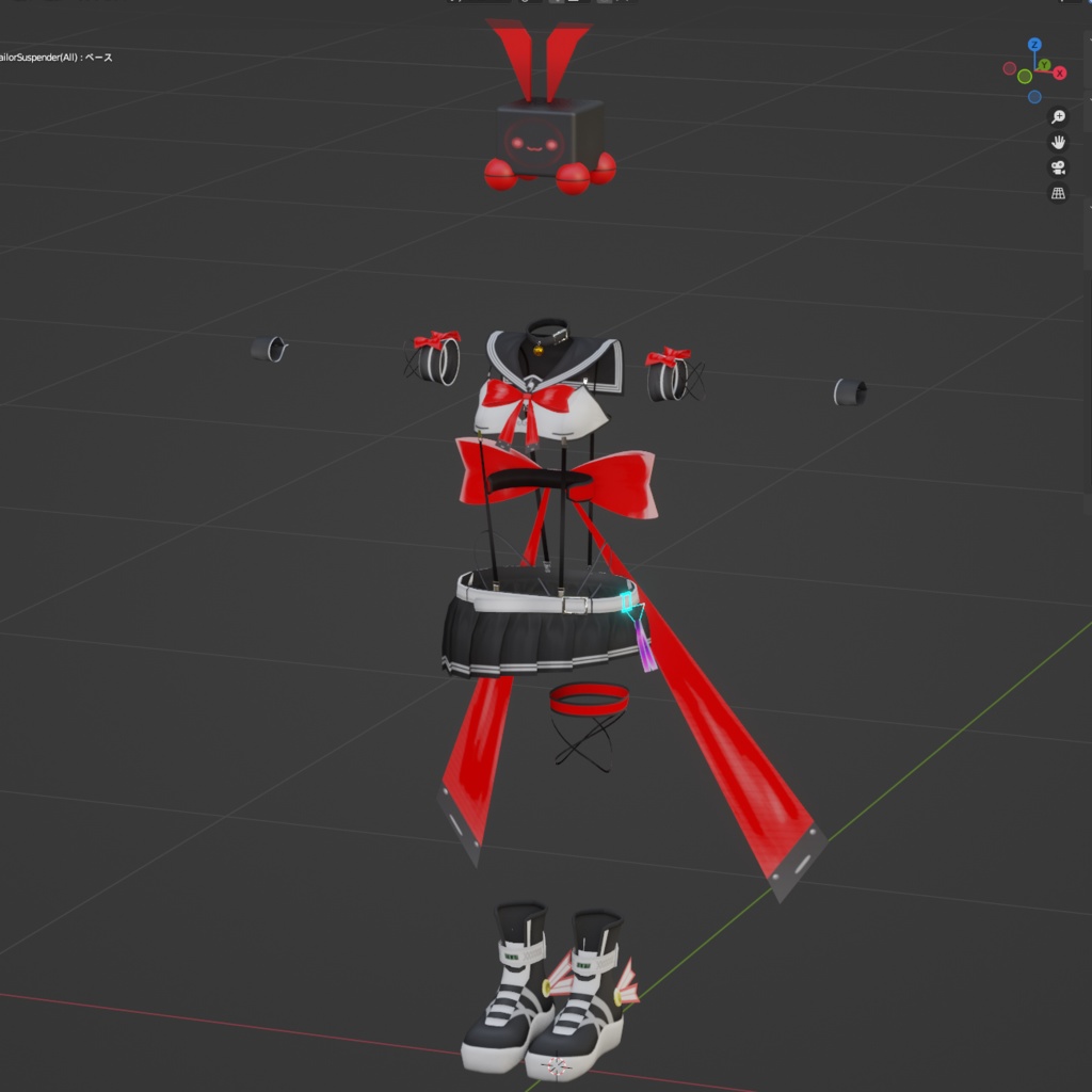 【VRchat向け】舞夜ちゃん用 セーラーサスペンダーコスチューム2.0【3Dモデル】