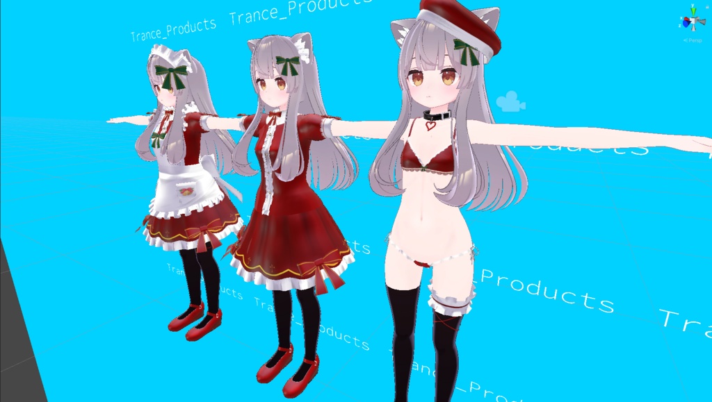 【VRChat向け】Maid&Apron(メイド&エプロン)コスチューム【3Dモデル】【こまどアバター対応】