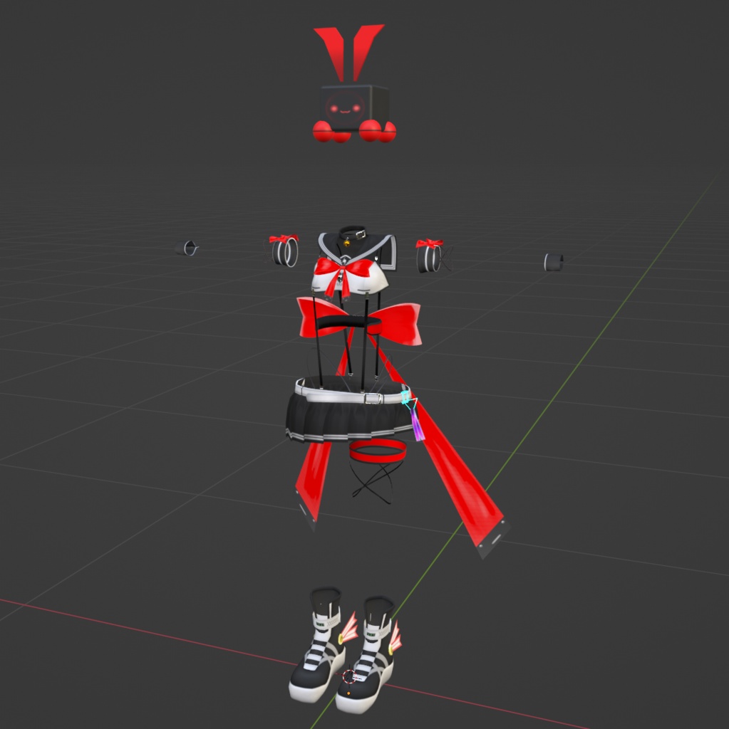 【VRChat向け】セーラーサスペンダーコスチューム2.0 コスチューム【3Dモデル】【竜胆専用】