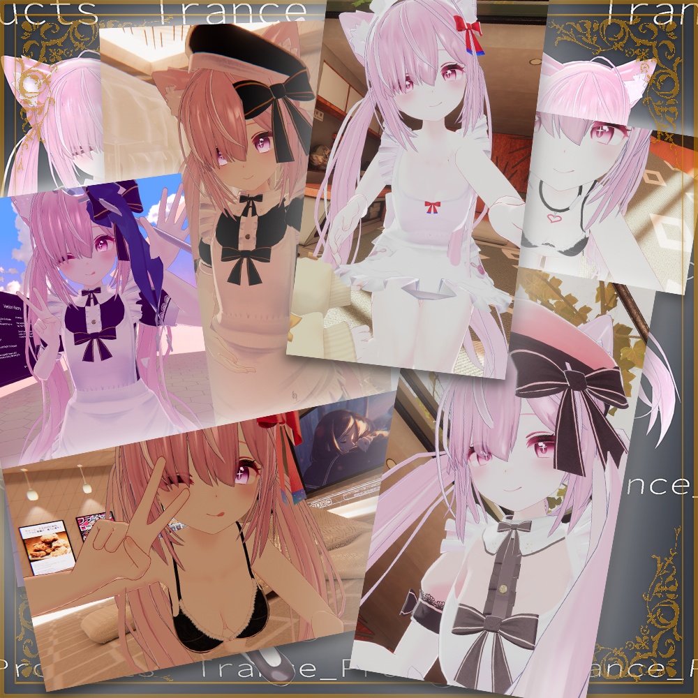 【VRChat向け】Maid&Apron(メイド&エプロン)コスチューム【3Dモデル】【シエルアバター対応】