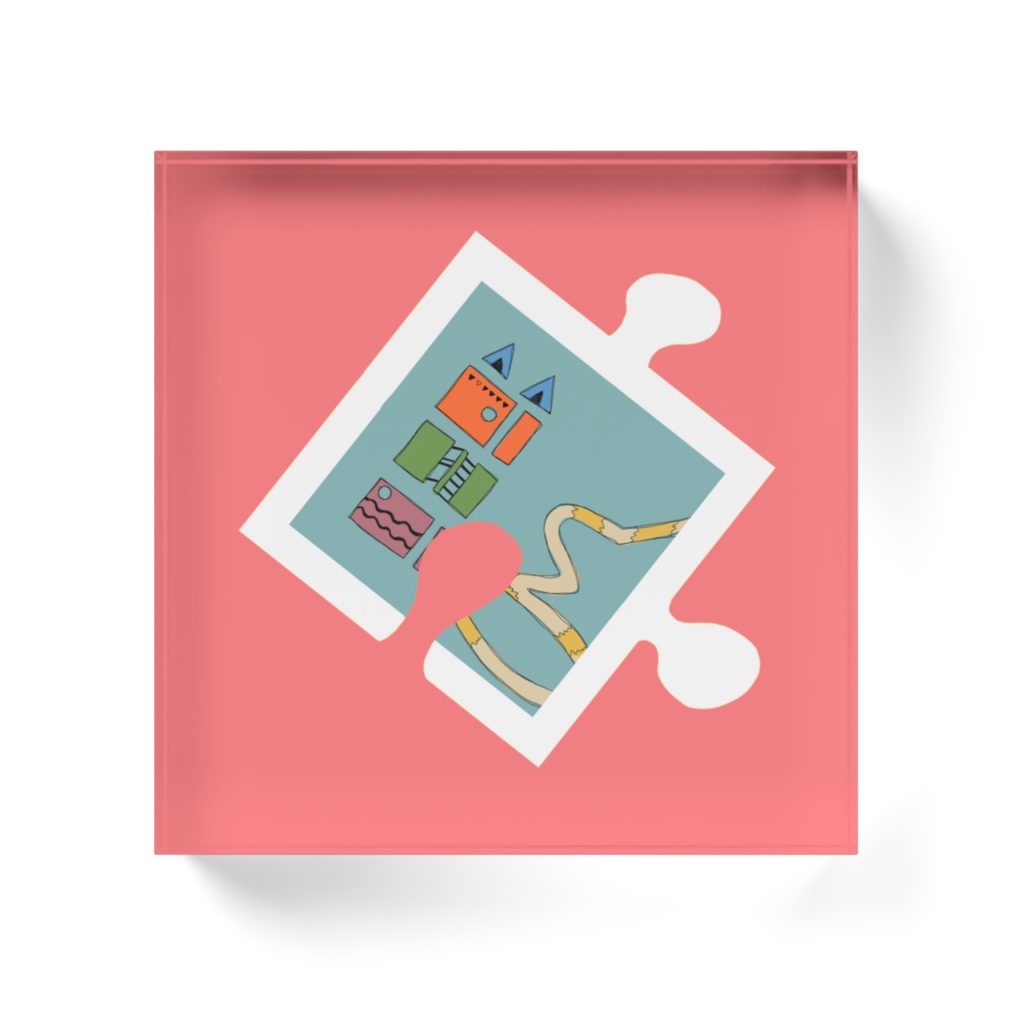 【アクリルブロック】悪戯ねこの夏遊び -Puzzle Edition- (Pink)