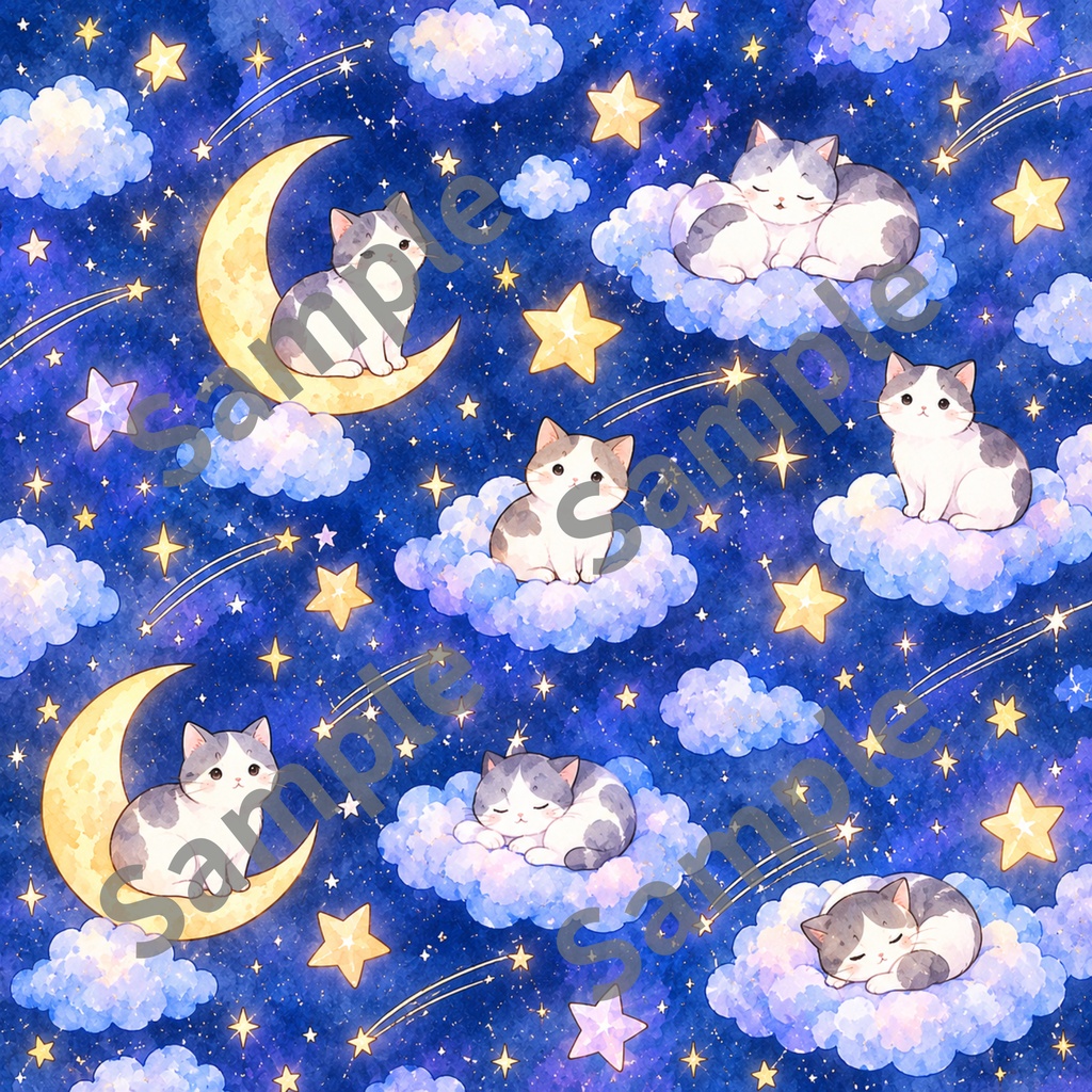かわいい夜の世界を楽しめる おやすみ時間デジタルペーパー4柄セット
