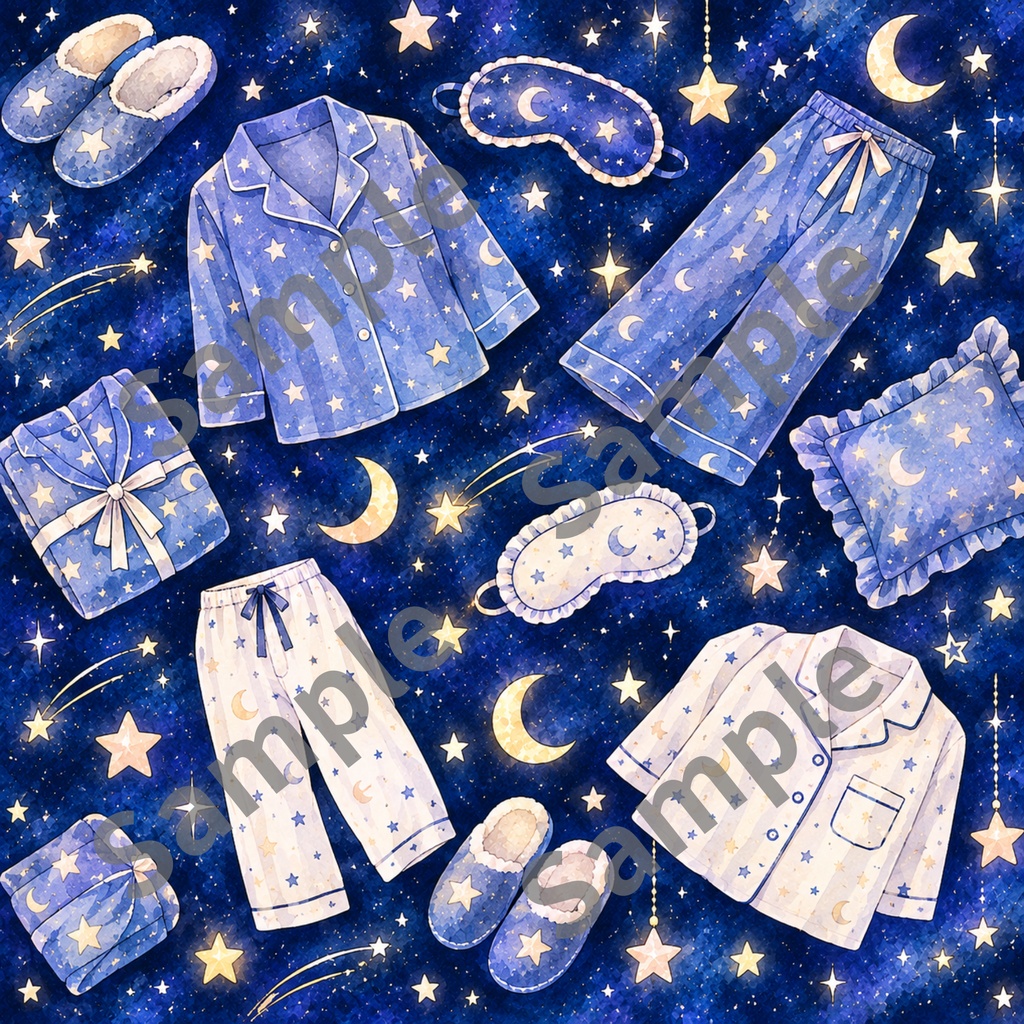 かわいい夜の世界を楽しめる おやすみ時間デジタルペーパー4柄セット