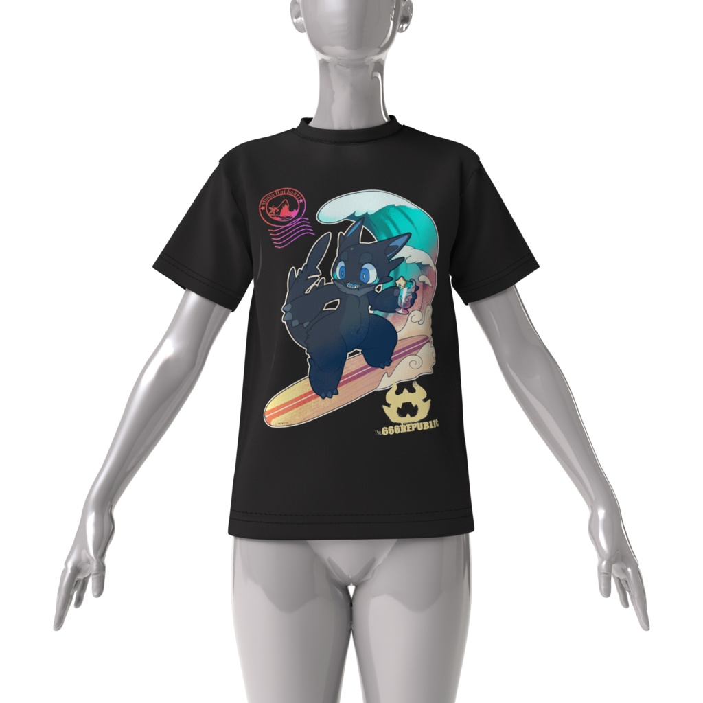 黒鮫竜≪ビッグ≫Tシャツ【ブルーシャークウェーブ】