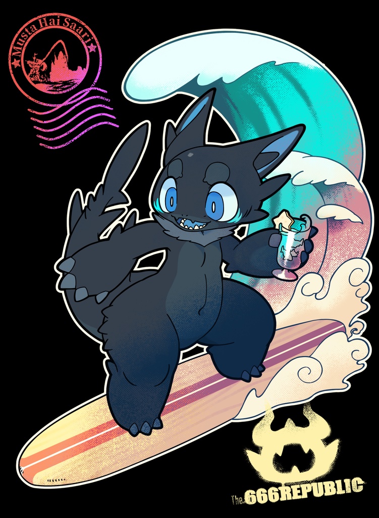 黒鮫竜カラーTシャツ【ブルーシャークウェーブ】