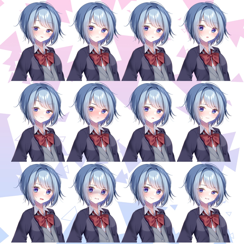 【立ち絵素材03】クール系JK【表情差分12種】