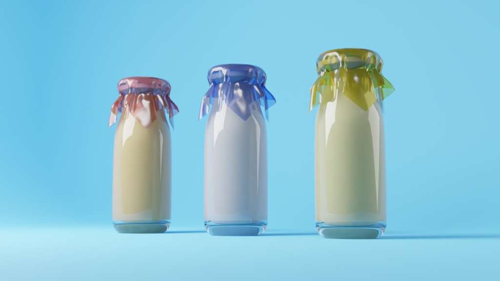 牛乳瓶/3Dモデル/blenderデータ