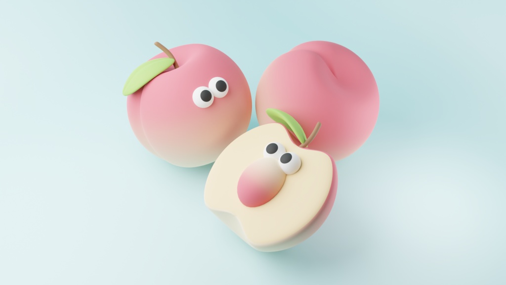 桃/3Dモデル/blenderデータ