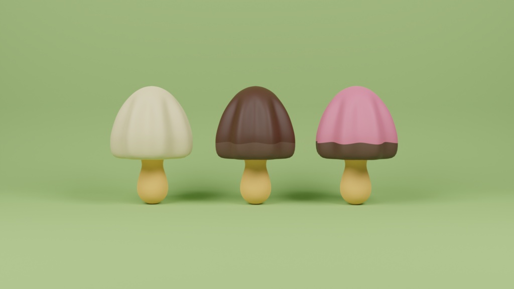 きのこの山/3Dモデル/blenderデータ