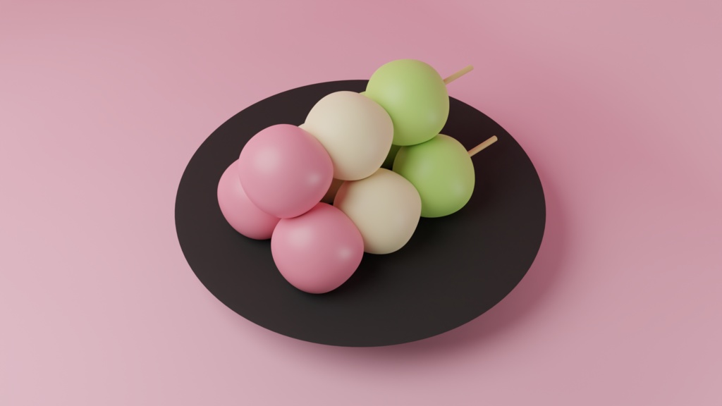 三色団子/3Dモデル/blenderデータ