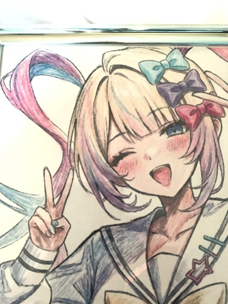 †昇天† 超てんちゃん 複製原画風アートフレーム(シルバー額縁&フック2個付)