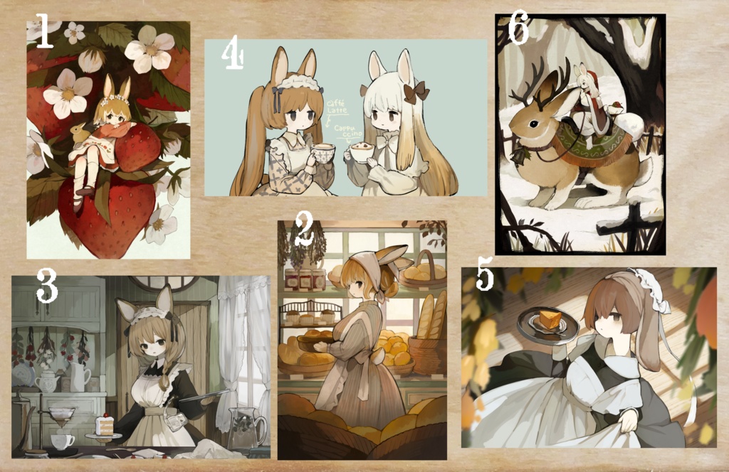 ポストカード〖創作うさぎたち〗6種