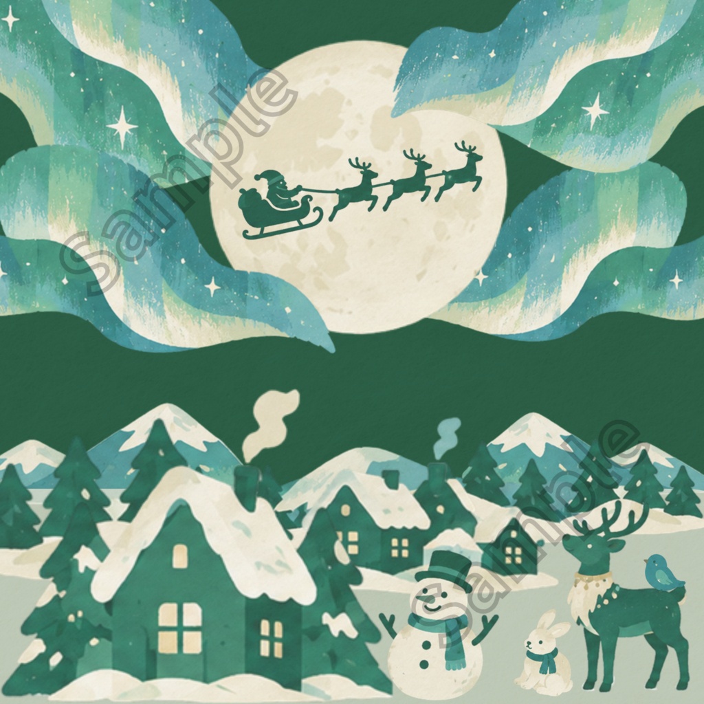 【極光】クリスマス|和の色のデザインペーパー 5種