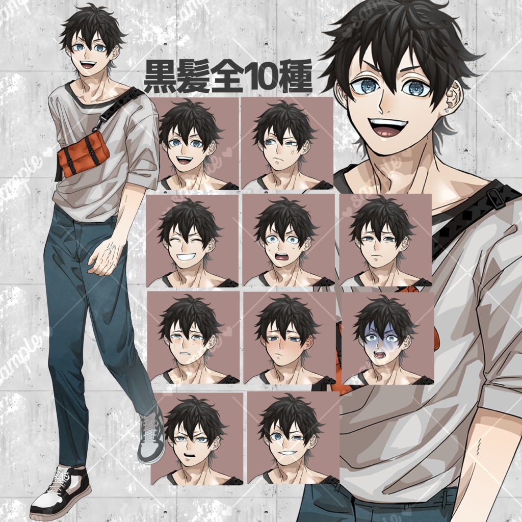 【無償有】青年立ち絵表情10種カラー4種