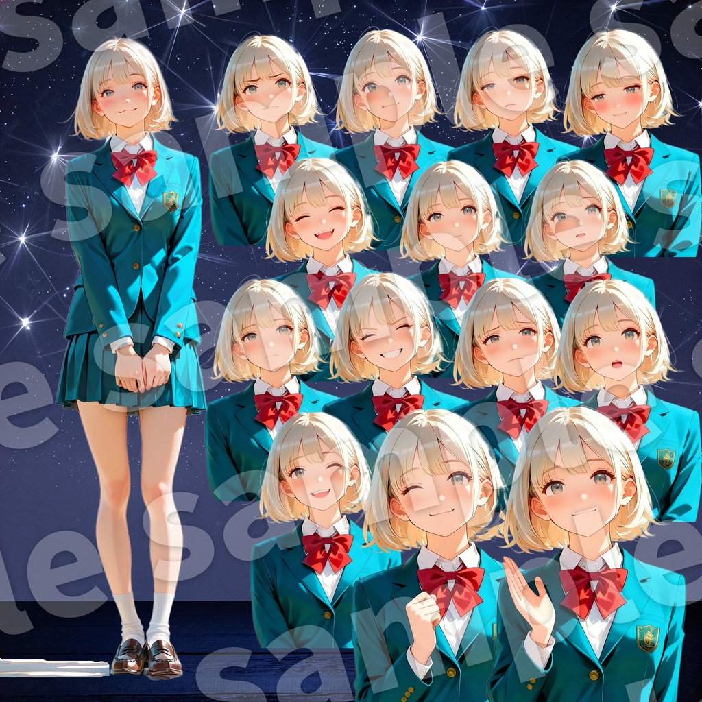 【AI生成】オリジナル立ち絵素材|制服の女の子(差分あり)|Vol.4