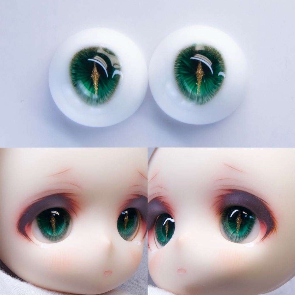 【YIYI】「金瞳宝石」「エメラルド」ドールアイ 14mm/16mm/18mm/20mmレジンアイ BJD MDD