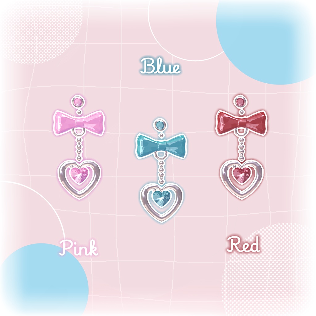 【14アバター対応/両耳】リボンとハートのピアス