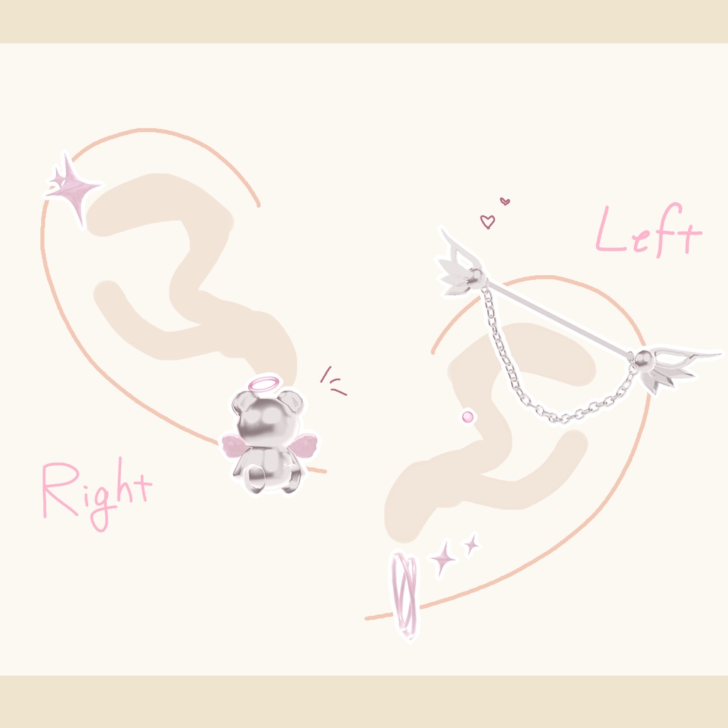 かわいい天使ピアス【9アバター】