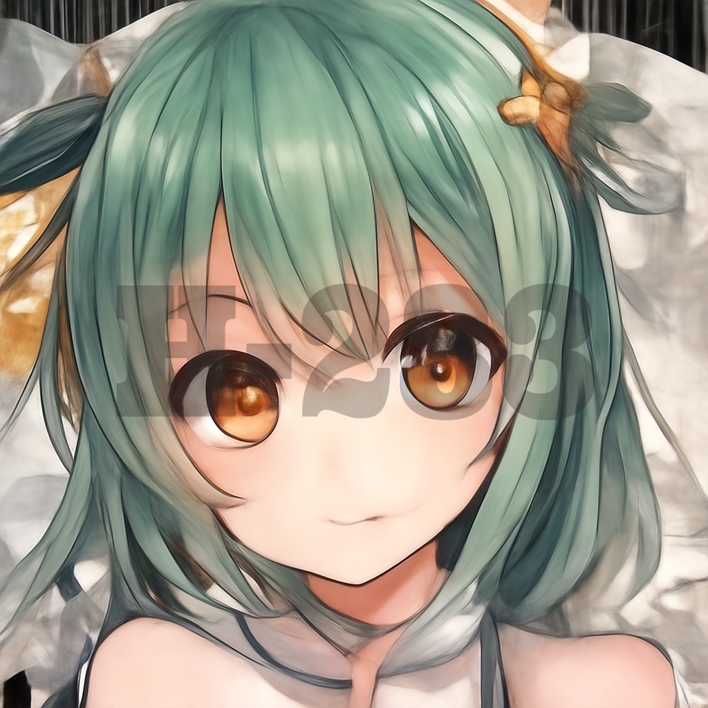 【商用利用可能】AIアニメガール『緑』(下書き以外は透過済み5セット)