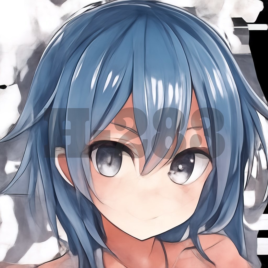 【商用利用可能】AIアニメガール『青』(下書き以外は透過済み5セット)