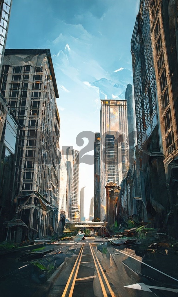 AIアートバックグラウンド『シティ』vol.1