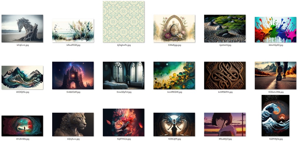 画像生成AIで生成した多様なイラストを高解像度処理したもの1000枚詰め合わせ