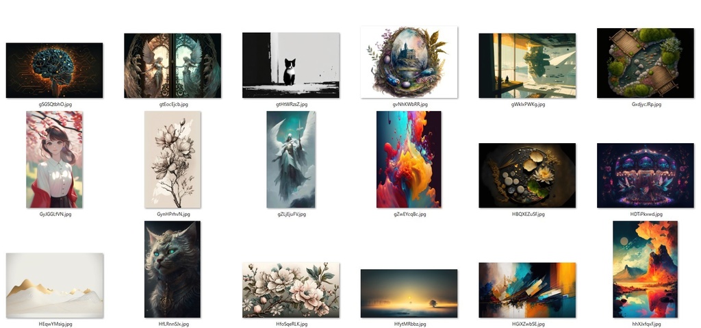 画像生成AIで生成した多様なイラストを高解像度処理したもの1000枚詰め合わせ