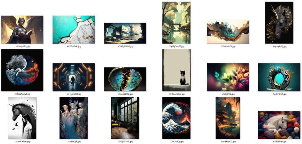 画像生成AIで生成した多様なイラストを高解像度処理したもの1000枚詰め合わせ