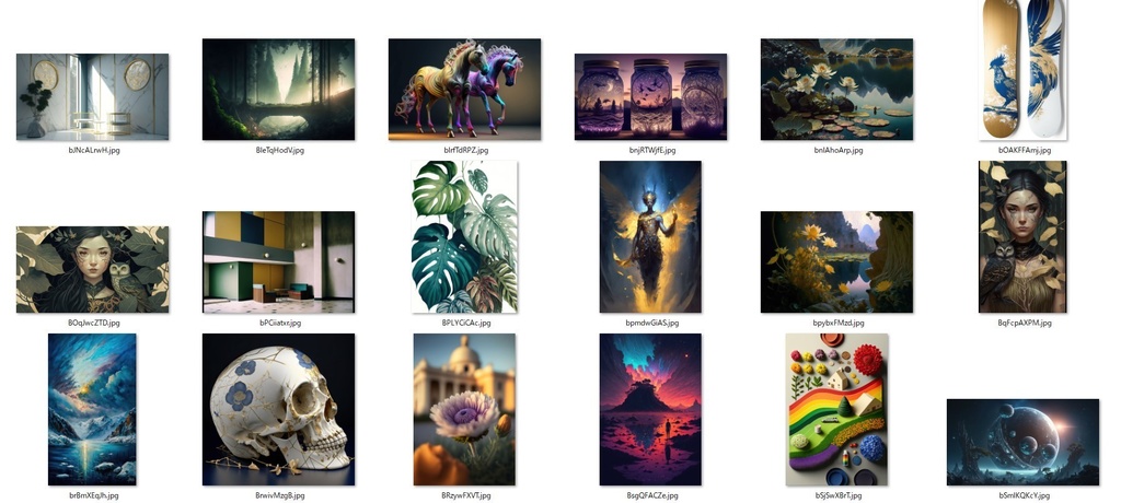 画像生成AIで生成した多様なイラストを高解像度処理したもの1000枚詰め合わせ