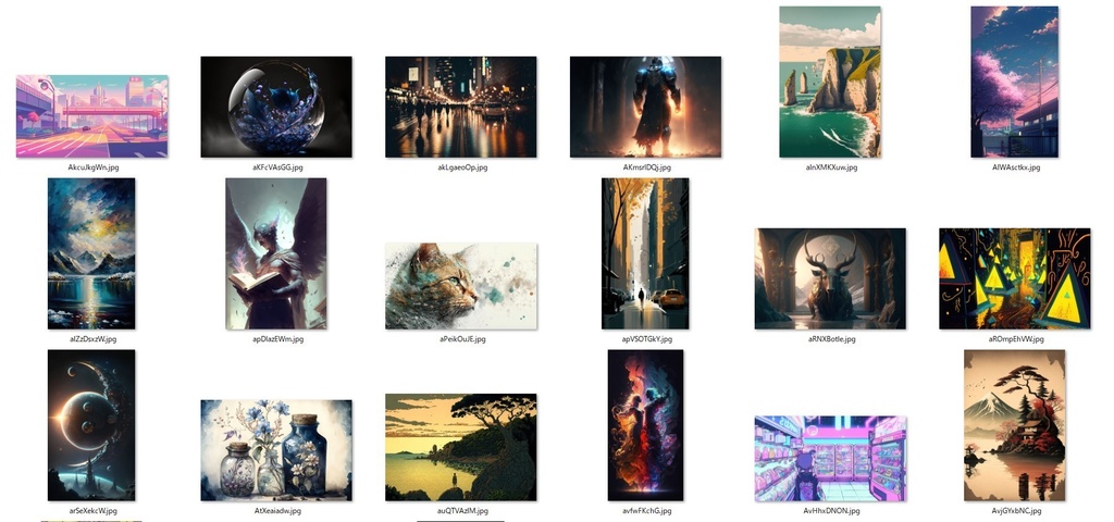 画像生成AIで生成した多様なイラストを高解像度処理したもの1000枚詰め合わせ