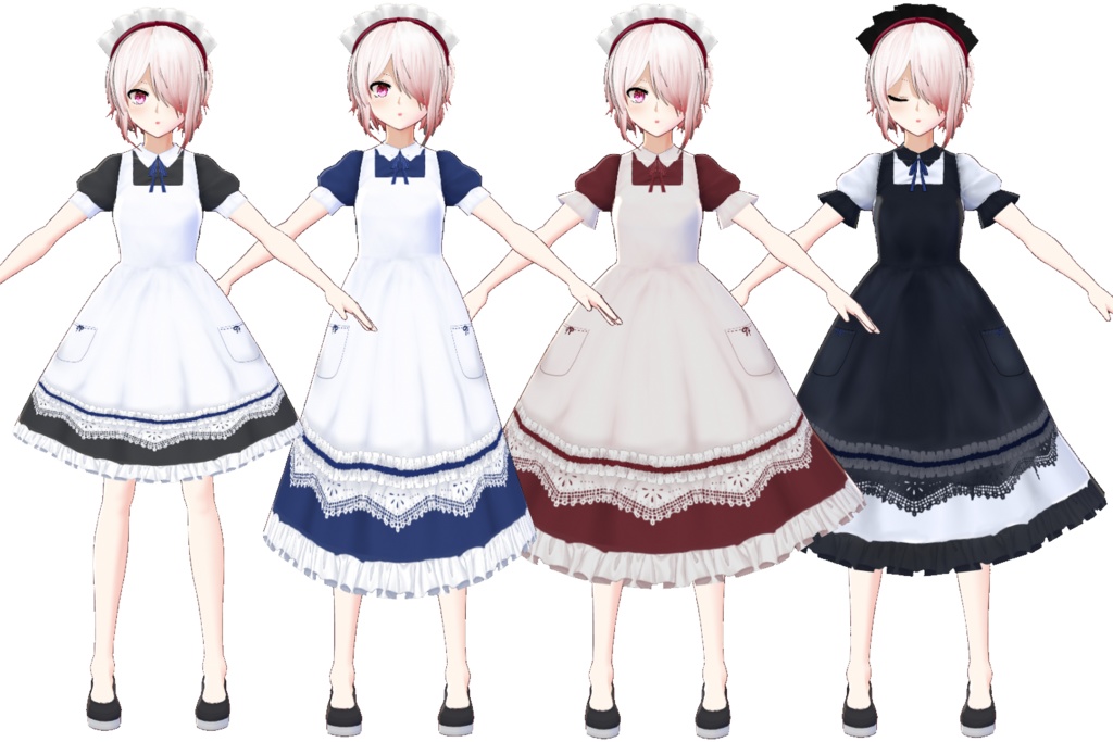 【クレジット表記不要】シンプルメイド服【Vroid向けテクスチャ】