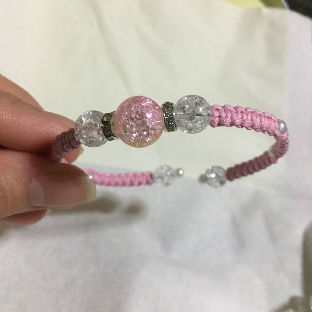 ガラスビーズ&ワックスコードブレスレット 〜ClariSカラー〜